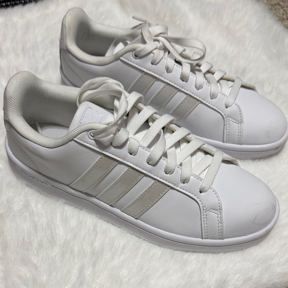 Adidas White Sneakers with Subtle Metallic Details